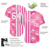 Custom Pink White 3D Pattern Design Tropical Palm Leaves And Famingo Authentic Baseball Jersey