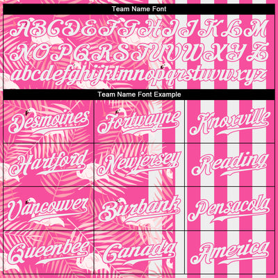 Custom Pink White 3D Pattern Design Tropical Palm Leaves And Famingo Authentic Baseball Jersey