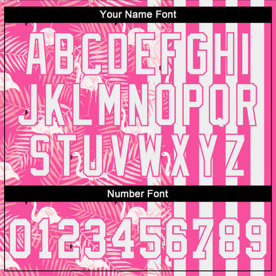 Custom Pink White 3D Pattern Design Tropical Palm Leaves And Famingo Authentic Baseball Jersey