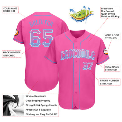 Custom Pink Light Blue-White Authentic Drift Fashion Baseball Jersey