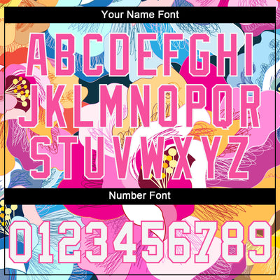 Custom Pink White-Pink 3D Pattern Design Flowers Authentic Baseball Jersey