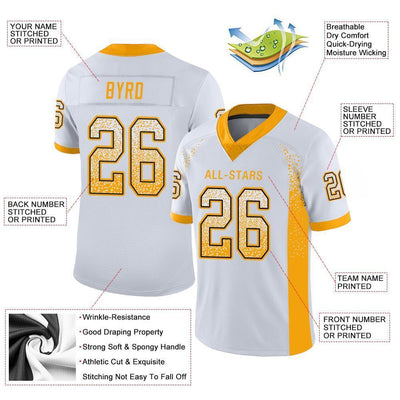 Custom White Gold-Black Drift Fashion Football Jersey