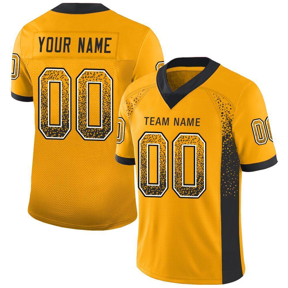 Custom Gold Black-White Drift Fashion Football Jersey