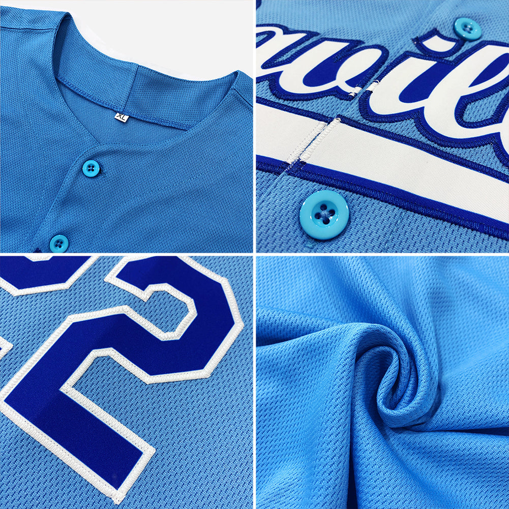 Custom Powder Blue Navy-White Authentic Baseball Jersey Women's Size:2XL