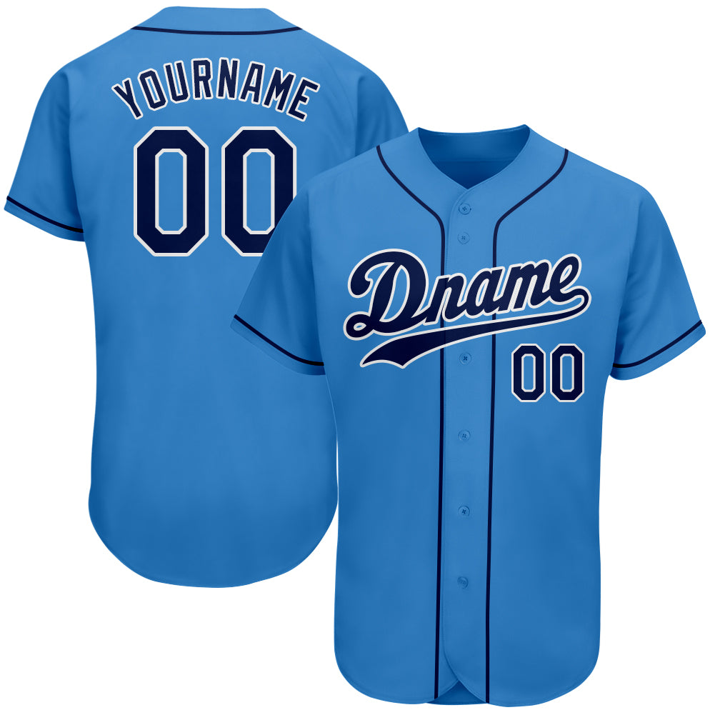 custom blue baseball jersey