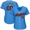 Custom Powder Blue Black-Orange Authentic Baseball Jersey