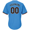 Custom Powder Blue Black-Orange Authentic Throwback Rib-Knit Baseball Jersey Shirt