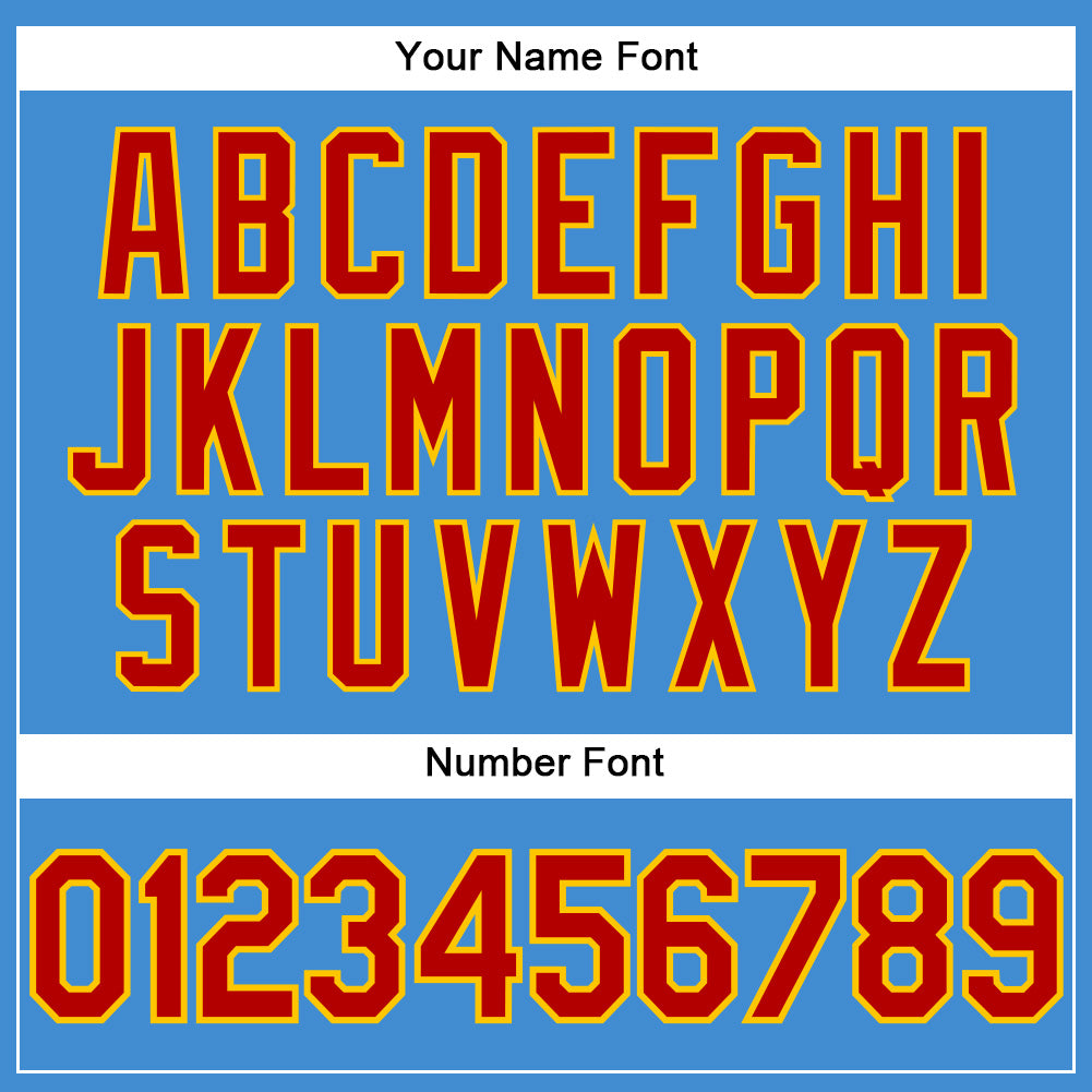 Custom Powder Blue Red Pinstripe Red-Gold Authentic Baseball Jersey