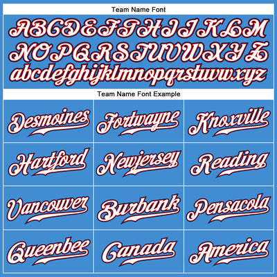 Custom Powder Blue Red Pinstripe White-Navy Authentic Baseball Jersey