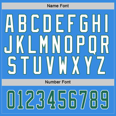 Custom Powder Blue Kelly Green-White Hockey Jersey