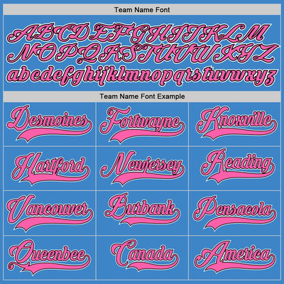 Custom Powder Blue Pink-Black Authentic Baseball Jersey