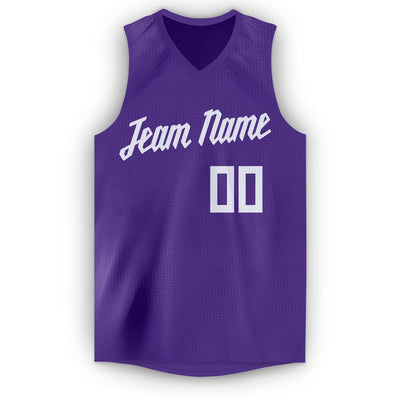Custom Purple White V-Neck Basketball Jersey