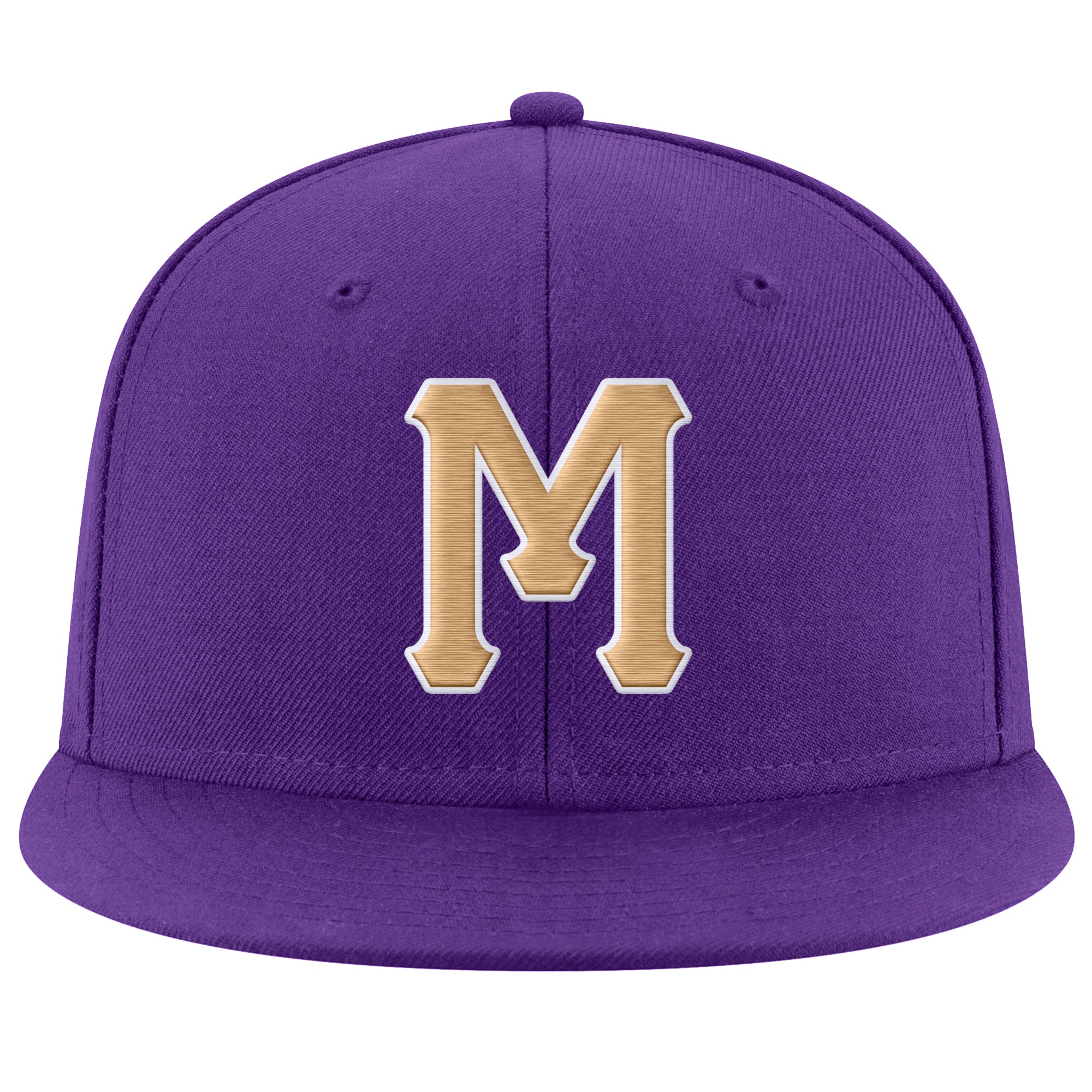 Custom Purple Old Gold-White Stitched Adjustable Snapback Hat