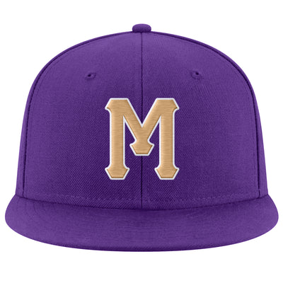 Custom Purple Old Gold-White Stitched Adjustable Snapback Hat