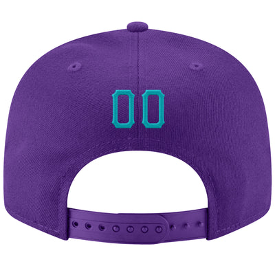 Custom Purple Aqua-White Stitched Adjustable Snapback Hat