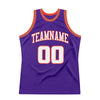 Custom Purple White-Orange Authentic Throwback Basketball Jersey