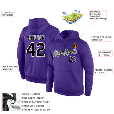 Custom Stitched Purple Black-Gray Sports Pullover Sweatshirt Hoodie