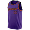 Custom Purple Black Pinstripe Black-Orange Authentic Basketball Jersey