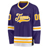 Custom Purple Gold-White Hockey Jersey