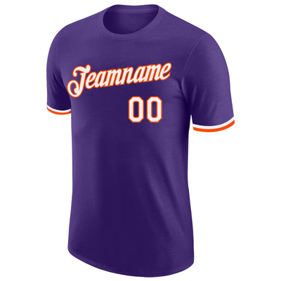 Custom Purple White-Orange Performance T-Shirt