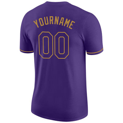 Custom Purple Purple-Old Gold Performance T-Shirt