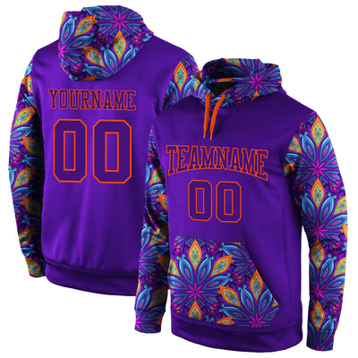 Custom Stitched Purple Purple-Orange 3D Pattern Design Sports Pullover Sweatshirt Hoodie