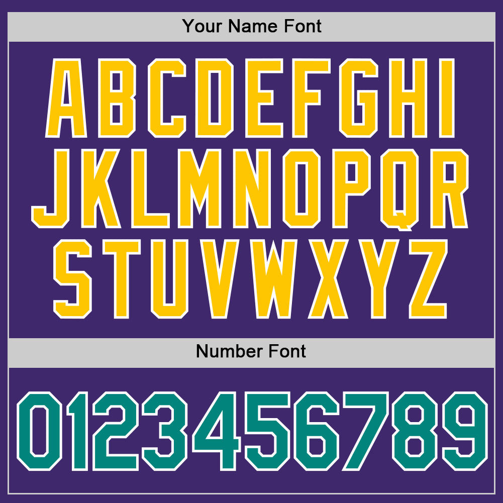 Custom Purple Aqua-Gold Authentic Baseball Jersey