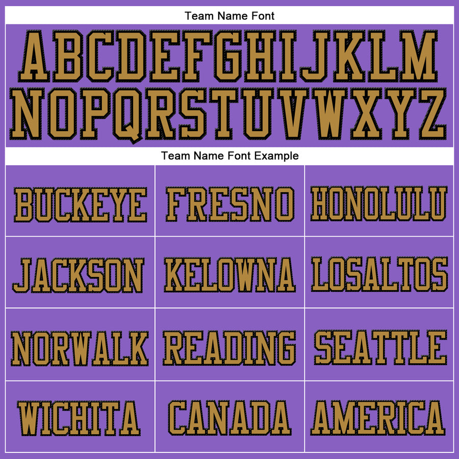 Custom Purple Old Gold-Black Stitched Cuffed Knit Hat