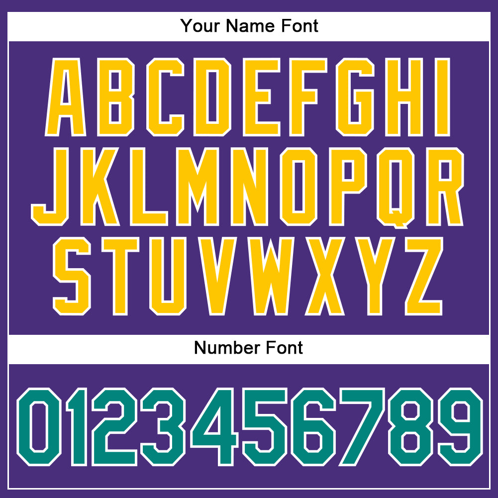 Custom Purple Aqua-Gold Authentic Baseball Jersey