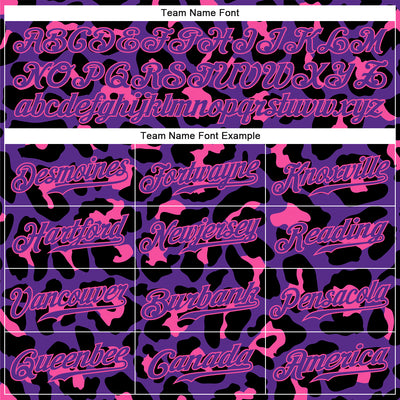 Custom Purple Purple-Pink 3D Pattern Design Leopard Authentic Baseball Jersey