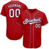 Custom Red White-Navy Authentic Baseball Jersey
