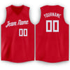 Custom Red White V-Neck Basketball Jersey