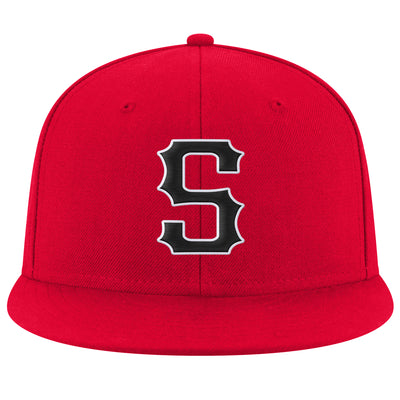 Custom Red Black-White Stitched Adjustable Snapback Hat