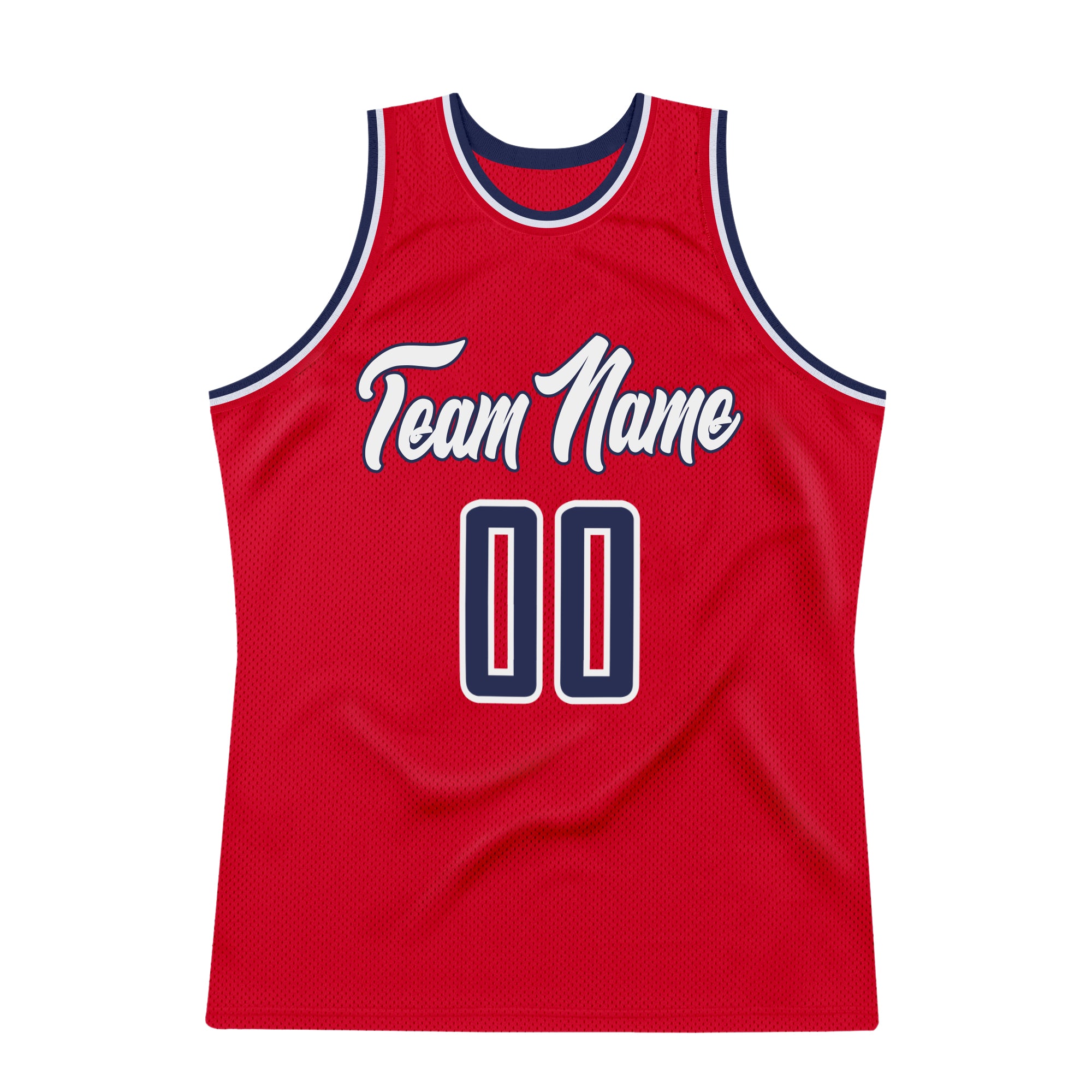 Custom Red Navy-White Authentic Throwback Basketball Jersey