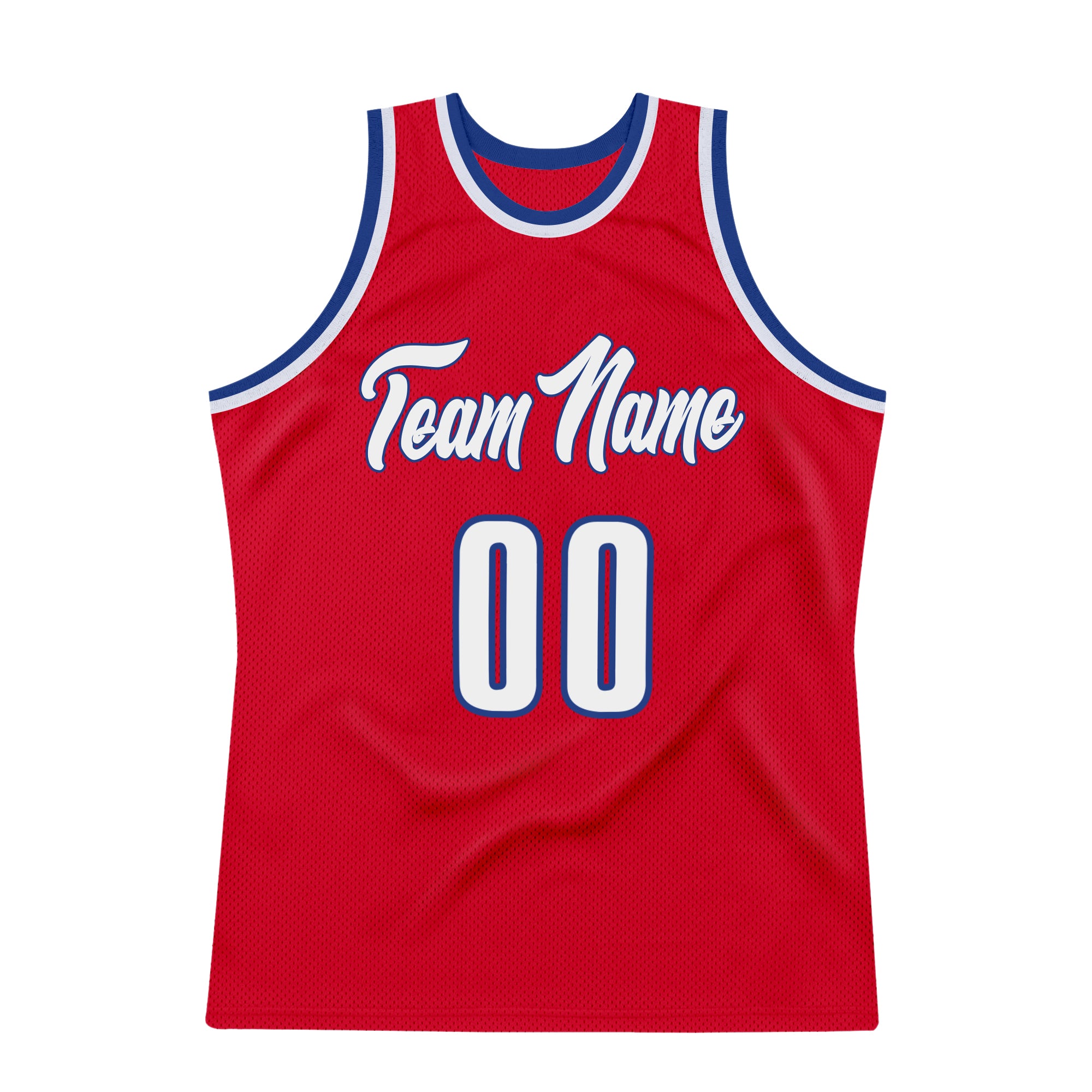 Custom Red White-Royal Authentic Throwback Basketball Jersey