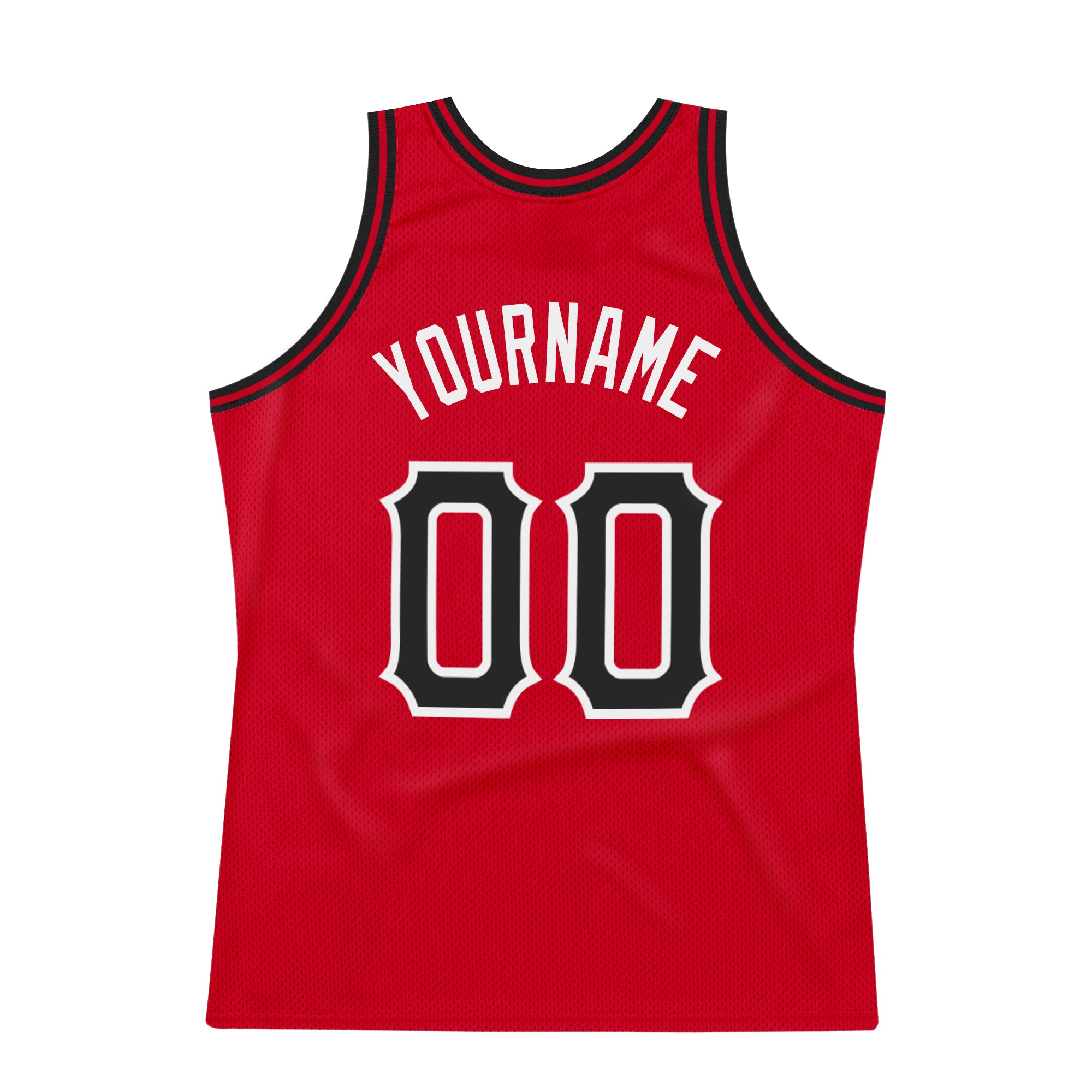 Custom Red Black-White Authentic Throwback Basketball Jersey