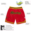Custom Red Black-Gold Authentic Throwback Basketball Shorts