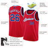 Custom Red White Pinstripe Royal-White Authentic Basketball Jersey