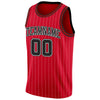 Custom Red White Pinstripe Black-White Authentic Basketball Jersey