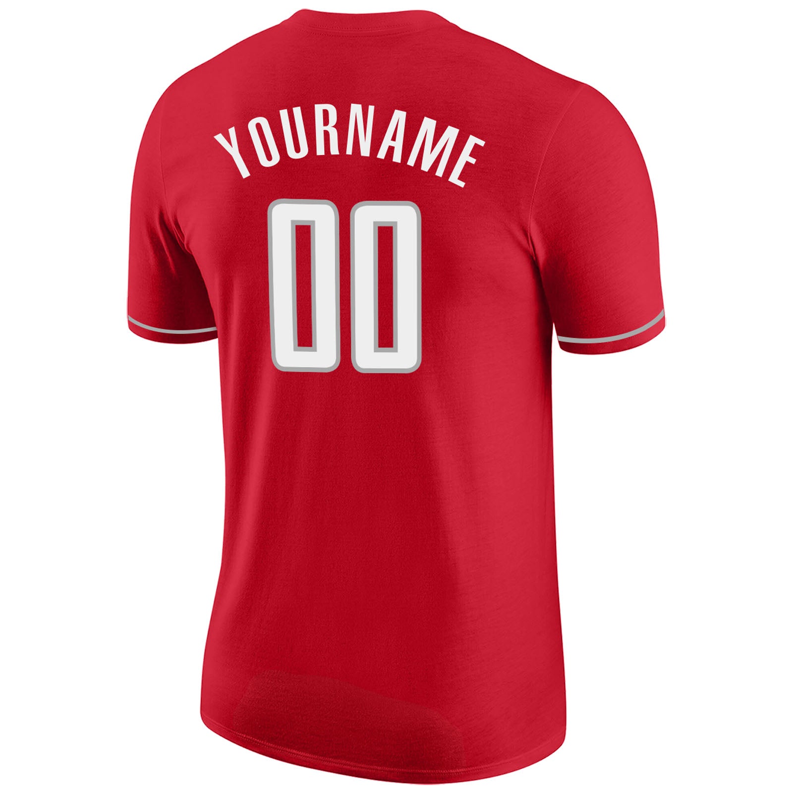 Custom Red White-Gray Performance T-Shirt