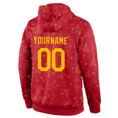 Custom Stitched Red Gold Christmas 3D Sports Pullover Sweatshirt Hoodie