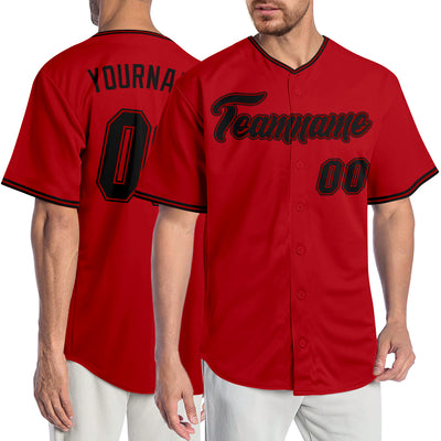 Custom Red Black-Red Authentic Baseball Jersey
