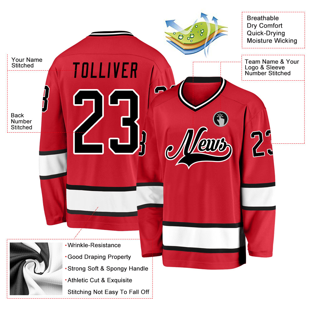 Custom Red Hockey Jerseys  Red Hockey Team Uniforms Tagged Font-Royal -  FansIdea