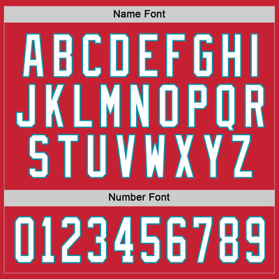 Custom Red White-Teal Hockey Jersey