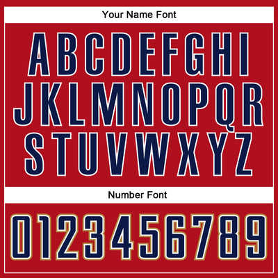 Custom Red Navy-Old Gold Authentic Baseball Jersey