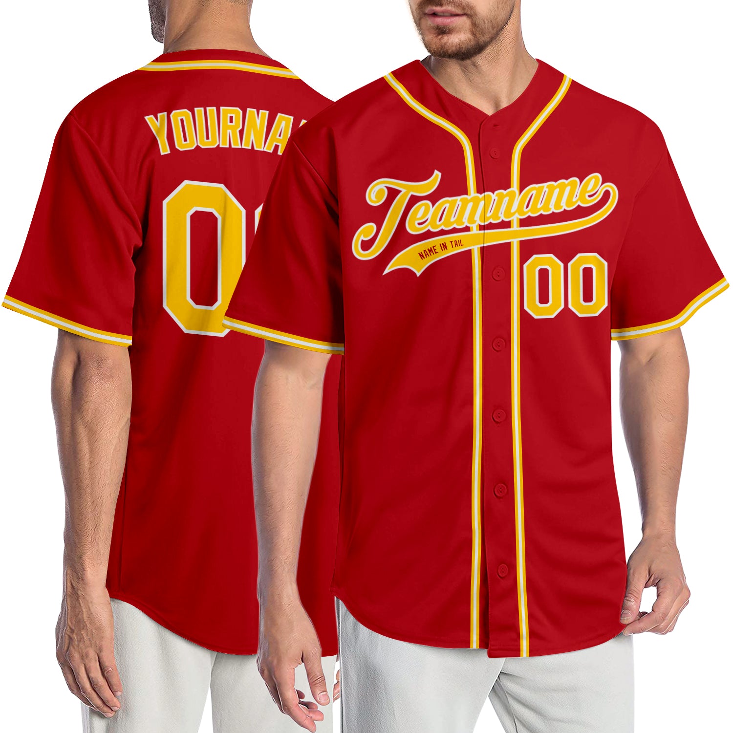 Custom Baseball Jersey Red Gold-White Authentic Men's Size:XL