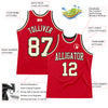 Custom Red Cream-Black Authentic Throwback Basketball Jersey