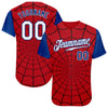 Custom Red White-Royal 3D Pattern Design Spider Web Authentic Baseball Jersey