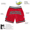 Custom Red White Pinstripe Black-White Authentic Basketball Shorts