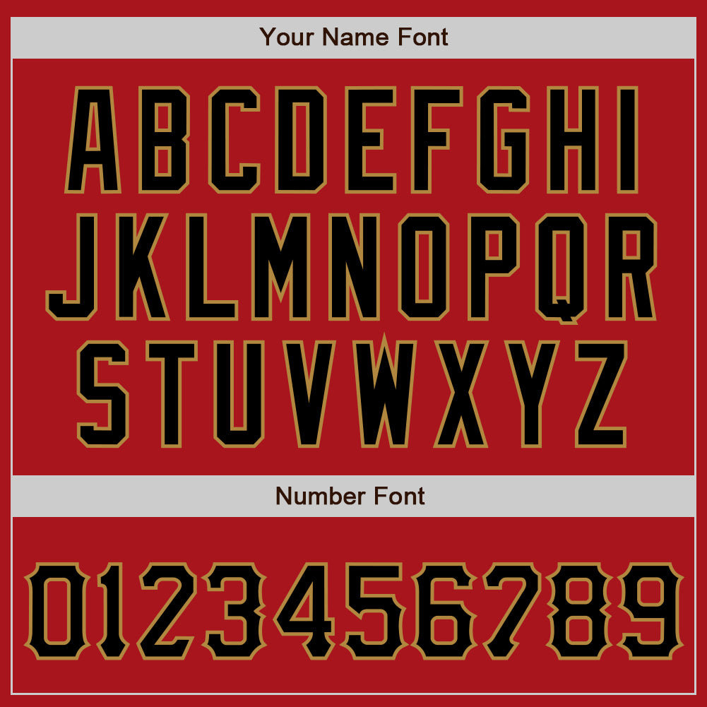 Custom Red Black-Old Gold Authentic Baseball Jersey